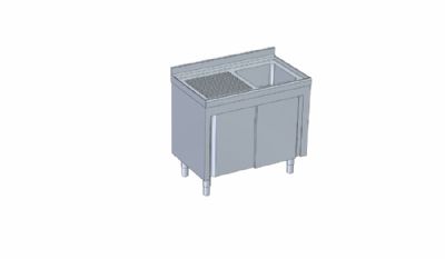 Meuble plonge inox avec dosseret sans tagre 1 vier  droite - 1000x700x850 mm