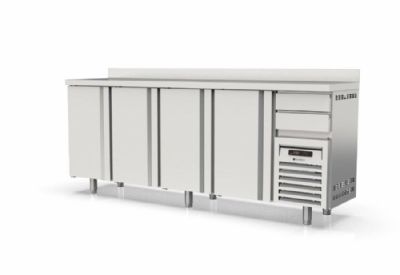 Arrire bar inox positif avec 4 portes pleines et 2 tiroirs neutres - 2545x600x1040 mm