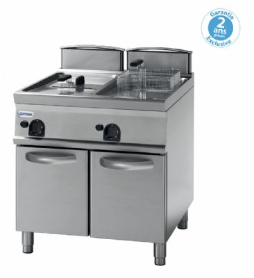 Friteuse sur coffre gaz avec tuyres traversant la cuve - 2 x 17 litres - Gamme 900 - Modules 400 - FR87FG9T