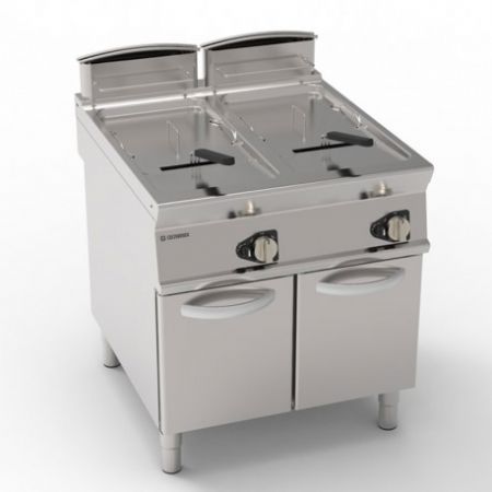 Friteuse sur coffre gaz avec cuve en V - 2 x 21 litres - Gamme 900 - Module 400 - FRV81FG9T