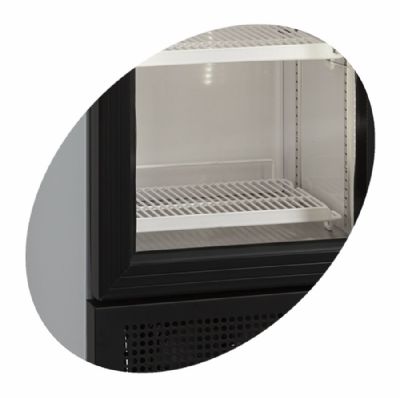 Armoire rfrigre  boissons blanche et noire avec 1 porte vitre cadre aluminium et canope 115 L - 435 x 505 x 2013 mm