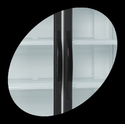 Armoire rfrigre  boissons noire avec 2 portes vitres battantes et canope 710 L - 1110 x 875 x 2010 mm
