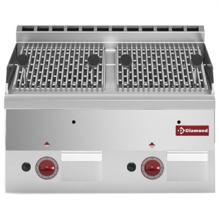 Grill pierres de lave gaz avec grille de cuisson en fonte  poser 600x600x280/400 mm