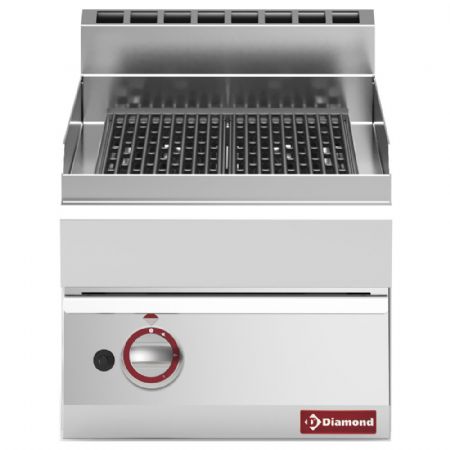 Grill-vapeur gaz avec grille de cuisson en fonte  poser 400x650x280/380 mm