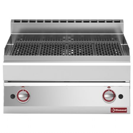 Grill-vapeur gaz avec grille de cuisson en fonte  poser 700x650x280/380 mm