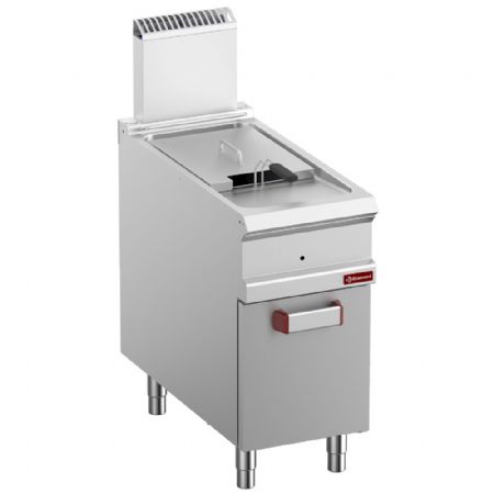 Friteuse gaz 1 cuve 18 litres (18 kW) sur meuble ferm 400x900x850/1180 mm