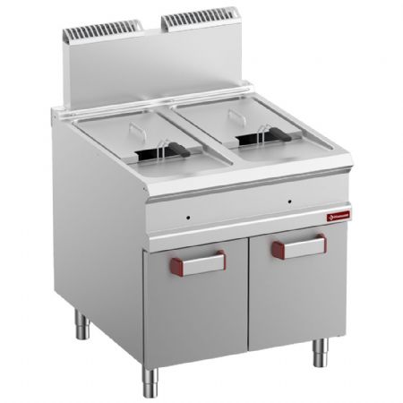 Friteuse gaz 2 cuve 18 litres (2x 18 kW) sur meuble ferm 800x900x850/1180 mm