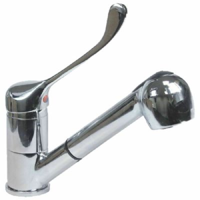 Robinet mélangeur mono trou à levier avec douchette extractible - raccord 1/2 Robinet mélangeur mono trou à levier avec douchette extractible - raccord 1/2