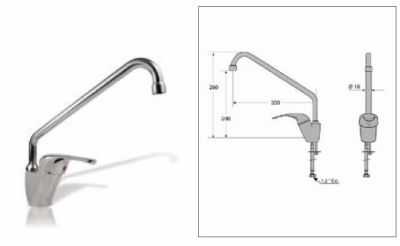 Robinet mlangeur monotrou hauteur 260mm en laiton chrom