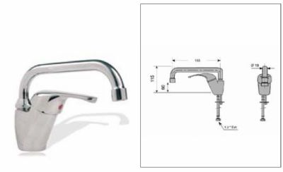 Robinet mlangeur monotrou hauteur 115mm en laiton chrom