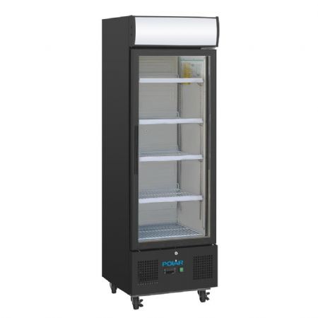 Vitrine rfrigre positive noire avec caisson lumineux 218 litres - 530x575x1692 mm