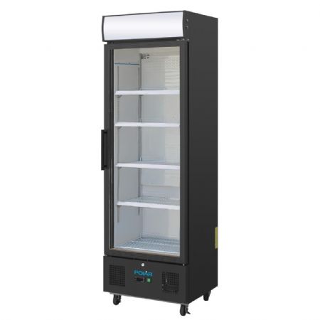 Vitrine  boissons rfrigre positive noire avec caisson lumineux 378 litres - 620x570x1982 mm