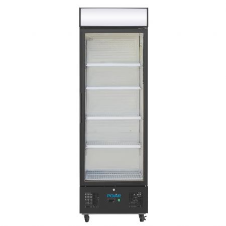 Vitrine  boissons rfrigre positive noire avec caisson lumineux 378 litres - 620x570x1982 mm