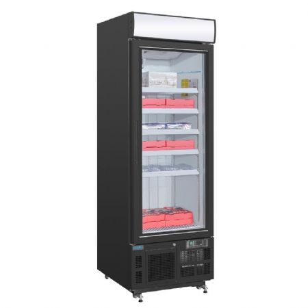 Vitrine rfrigre libre-service ngative noire avec caisson lumineux 412 litres - 680x745x1990 mm