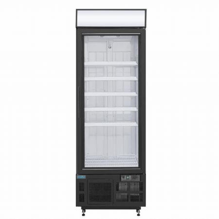 Vitrine rfrigre libre-service ngative noire avec caisson lumineux 412 litres - 680x745x1990 mm