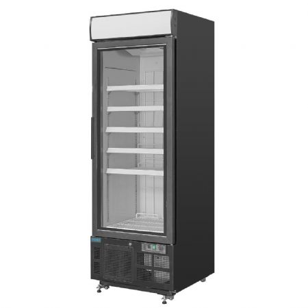 Vitrine rfrigre libre-service ngative noire avec caisson lumineux 412 litres - 680x745x1990 mm