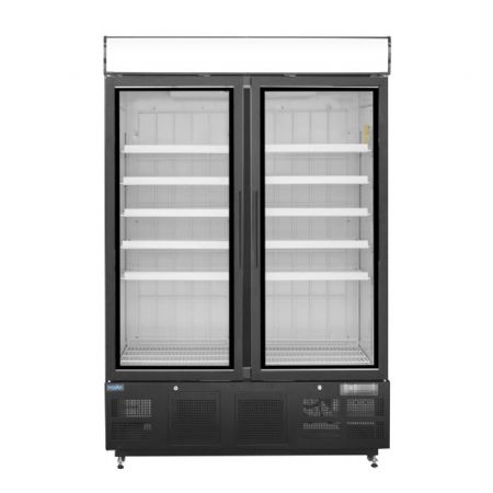 Vitrine rfrigre libre-service ngative noire avec caisson lumineux 920 litres - 1370X720X2022 mm