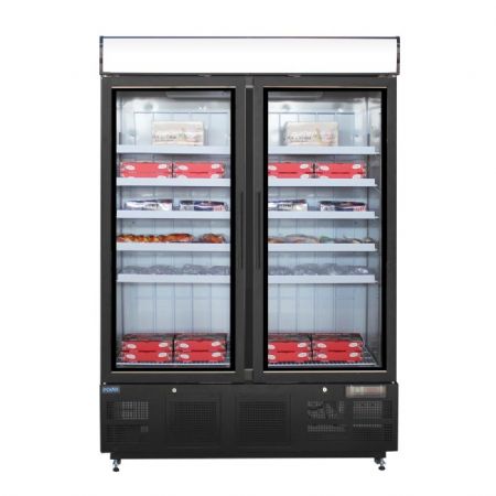 Vitrine rfrigre libre-service ngative noire avec caisson lumineux 920 litres - 1370X720X2022 mm