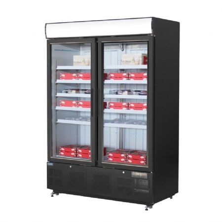 Vitrine rfrigre libre-service ngative noire avec caisson lumineux 920 litres - 1370X720X2022 mm