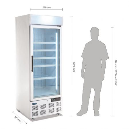 Vitrine rfrigre ngative une porte avec bandeau lumineux 412 litres - 680x745x1990 mm