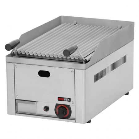 Grill pierre de lave pour cuisines professionnelles  gaz feu amovible 13kW 31x48 cm  poser