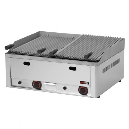 Grill pierre de lave de restauration  gaz double feux amovible 2x13kW 31x48 cm  poser