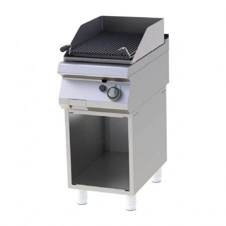 Grill pierre de lave  gaz professionnel 7,5kW sur armoire ouverte