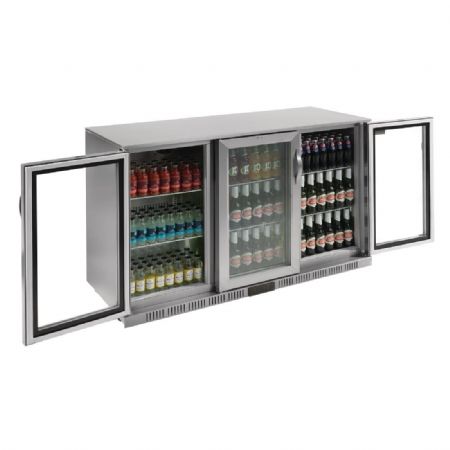 Arrire-bar avec 3 portes pivotantes inox 330 litres - 1350x520x900 mm