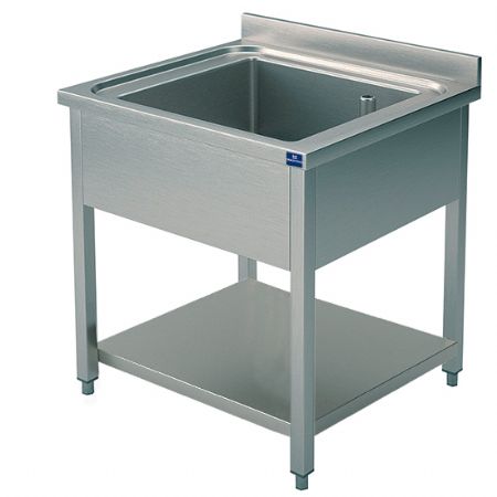 Evier professionnel 1 bac sur pitement avec tagre infrieure 800x700 mm