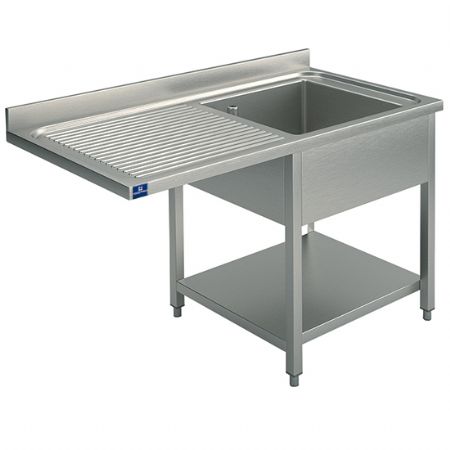 Plonge professionnelle sur pitement avec tagre infrieure place pour lave-vaisselle 1 bac  droite 1400x700 mm