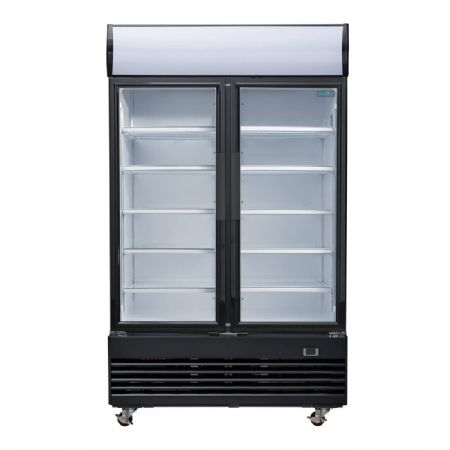 Vitrine rfrigre positive pour boissons 2 portes battantes avec caisson lumineux - 950 litres