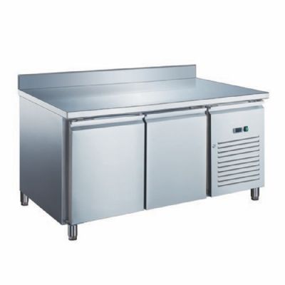 Table rfrigre inox ngative avec vaporateur ventil - 2 portes - 282 litres - Avec dosseret - GN2201BTX