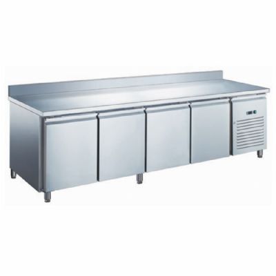 Table rfrigre inox ngative avec vaporateur ventil - 4 portes - 553 litres - Avec dosseret - GN4201BTX