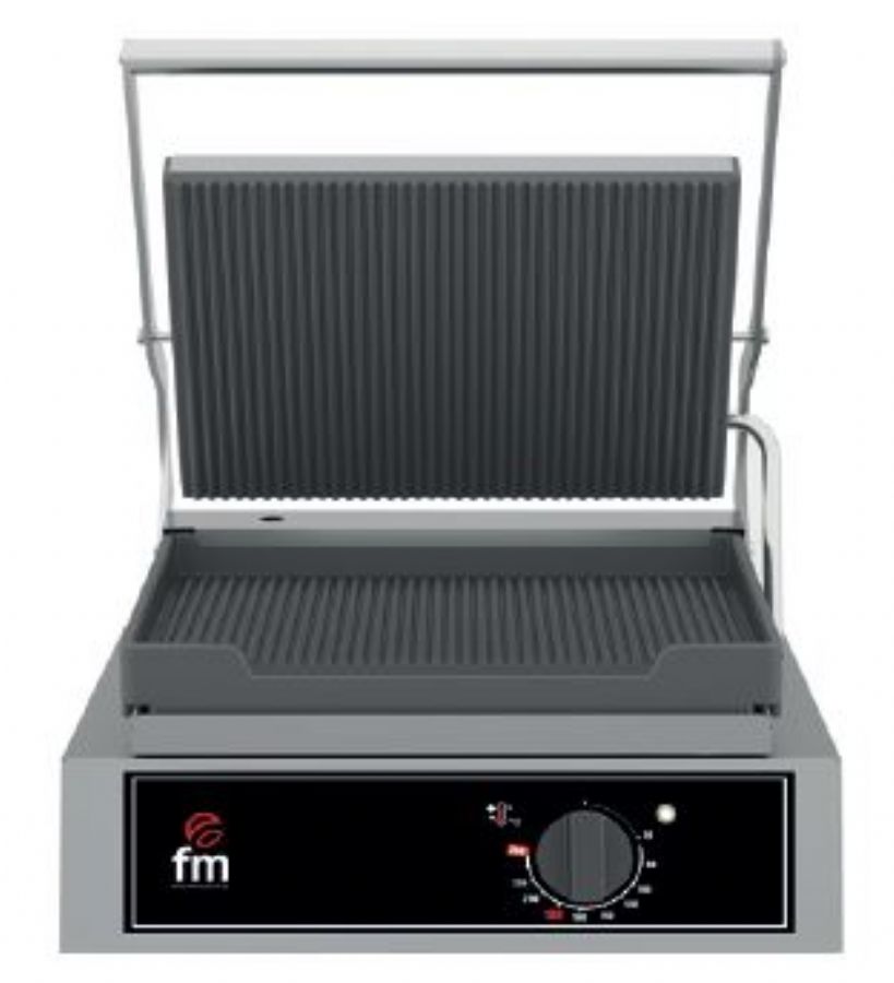 Grill panini simple avec plaque infrieure lisse et suprieure rainure - surface 255x245 mm