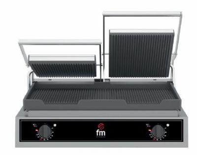 Grill panini double avec plaques rainures - surface 550x245 mm