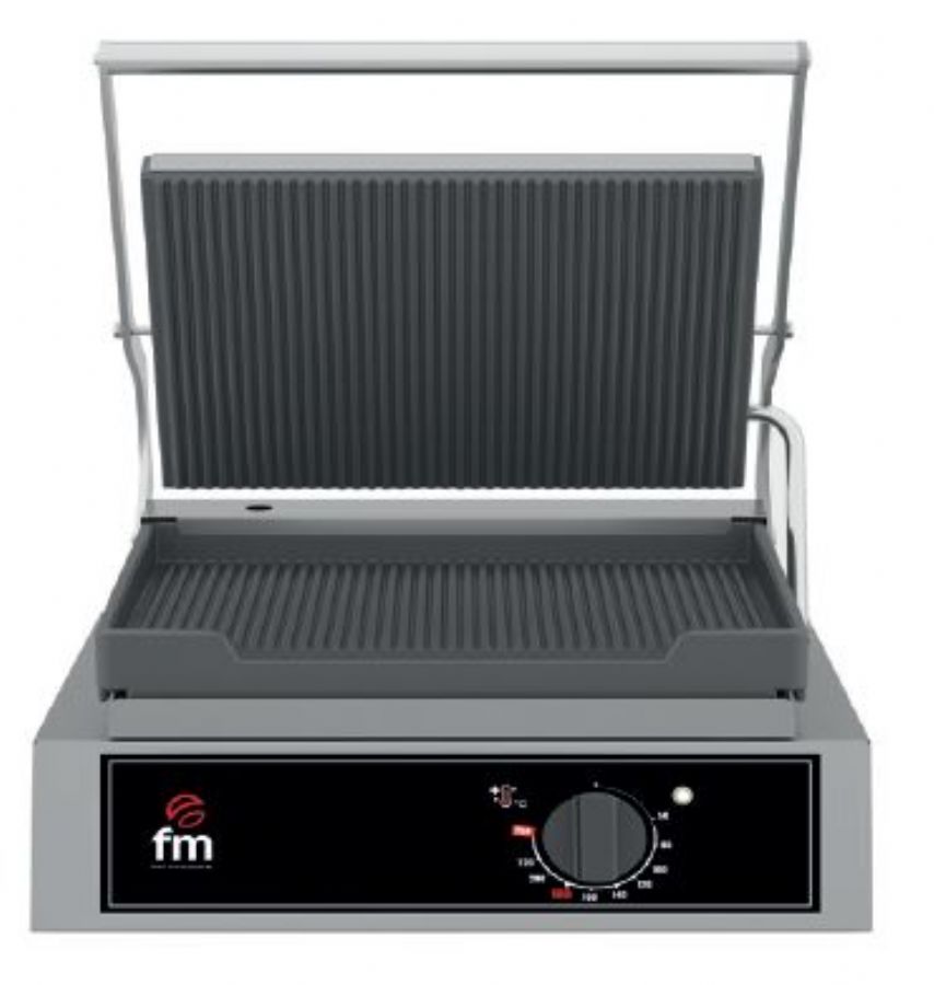 Grill panini double avec plaques rainures - surface 360x245 mm