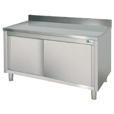 Meuble de rangement neutre inox bas Avec dosseret - 1400x700x870 mm Meuble de rangement neutre inox bas Avec dosseret - 1400x700x870 mm