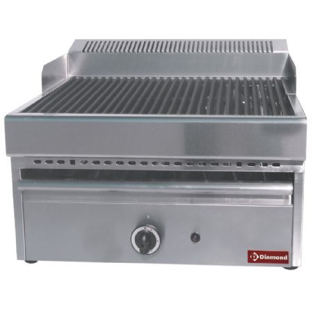 Grill-vapeur gaz avec grille de cuisson en fonte  poser 410x630x430 mm