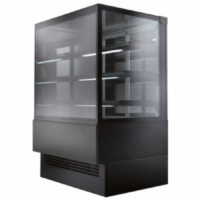 Comptoir chaud ventilé noir avec 3 niveaux vitre droite 1505 mm température 65°C Comptoir chaud ventilé noir avec 3 niveaux vitre droite 1505 mm température 65°C