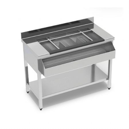 Station bar cocktail professionnelle neutre avec bac  glace porte-bouteilles 1200x610 mm