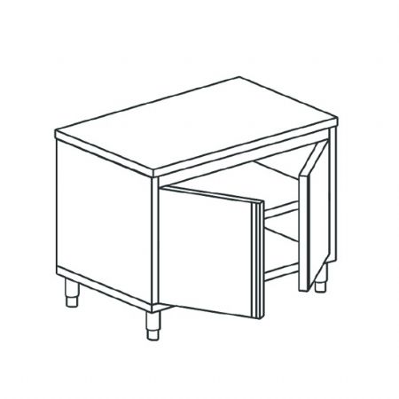 Table de travail avec armoire neutre avec une porte battante sans dosseret 600x700 mm