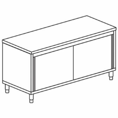 Table armoire neutre en inox avec 2 portes coulissantes 700 x 2000 x 850 mm Table armoire neutre en inox avec 2 portes coulissantes 700 x 2000 x 850 mm