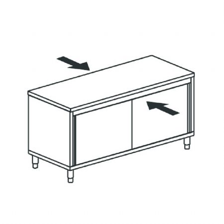 Table de travail avec armoire neutre traversante avec portes coulissantes 2000x700 mm