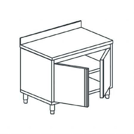 Table de travail avec armoire neutre avec une porte battante et dosseret 600x700 mm