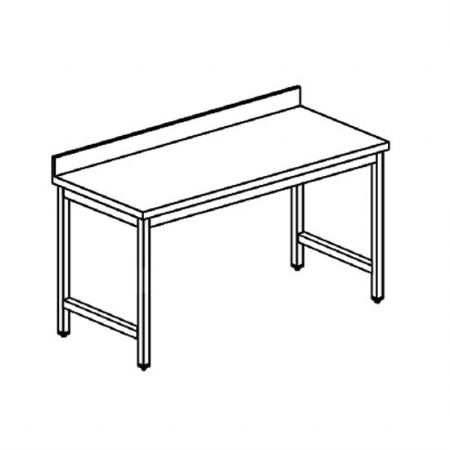 Plan de travail sans tagre avec dosseret 700x500 mm