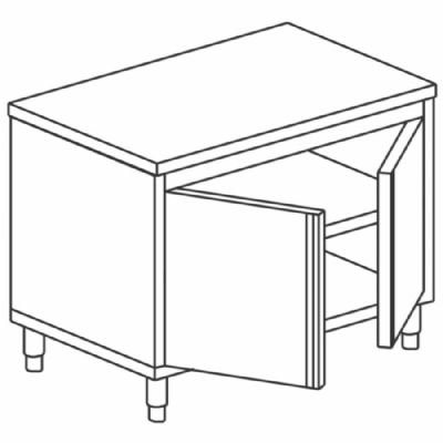 Table de rangement neutre inox avec 2 portes battantes 800x500 mm sans dosseret Table de rangement neutre inox avec 2 portes battantes 800x500 mm sans dosseret