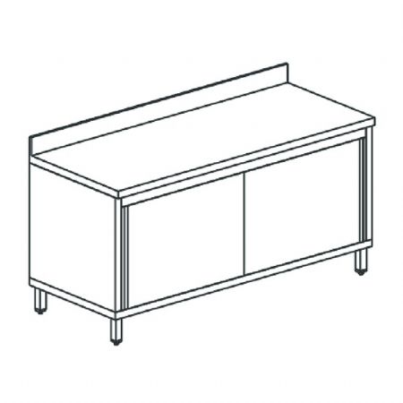 Table de travail avec armoire neutre avec portes coulissantes et dosseret 1200x500 mm