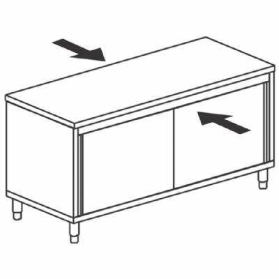 Table armoire neutre traversante en inox avec portes coulissantes 1700x500 mm Table armoire neutre traversante en inox avec portes coulissantes 1700x500 mm