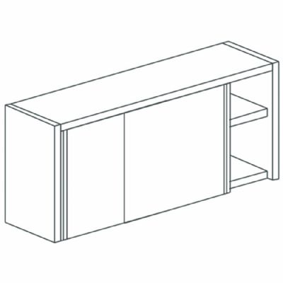 Armoire murale inox 2 vantaux coulissants avec étagère 1500x400 mm Armoire murale inox 2 vantaux coulissants avec étagère 1500x400 mm