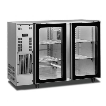 Armoire rfrigrateur professionnelle bar avec 2 portes battantes en verre 380 litres -2/+8C - version inox